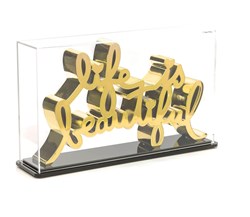 Life Is Beautiful (Gold) by Mr. Brainwash - Chrome Plated Resin Sculpture sized 12x7 inches. Available from Whitewall Galleries