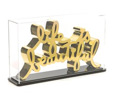 Life Is Beautiful (Gold) (with Display Case) by Mr. Brainwash - Chrome Plated Resin Sculpture sized 12x7 inches. Available from Whitewall Galleries